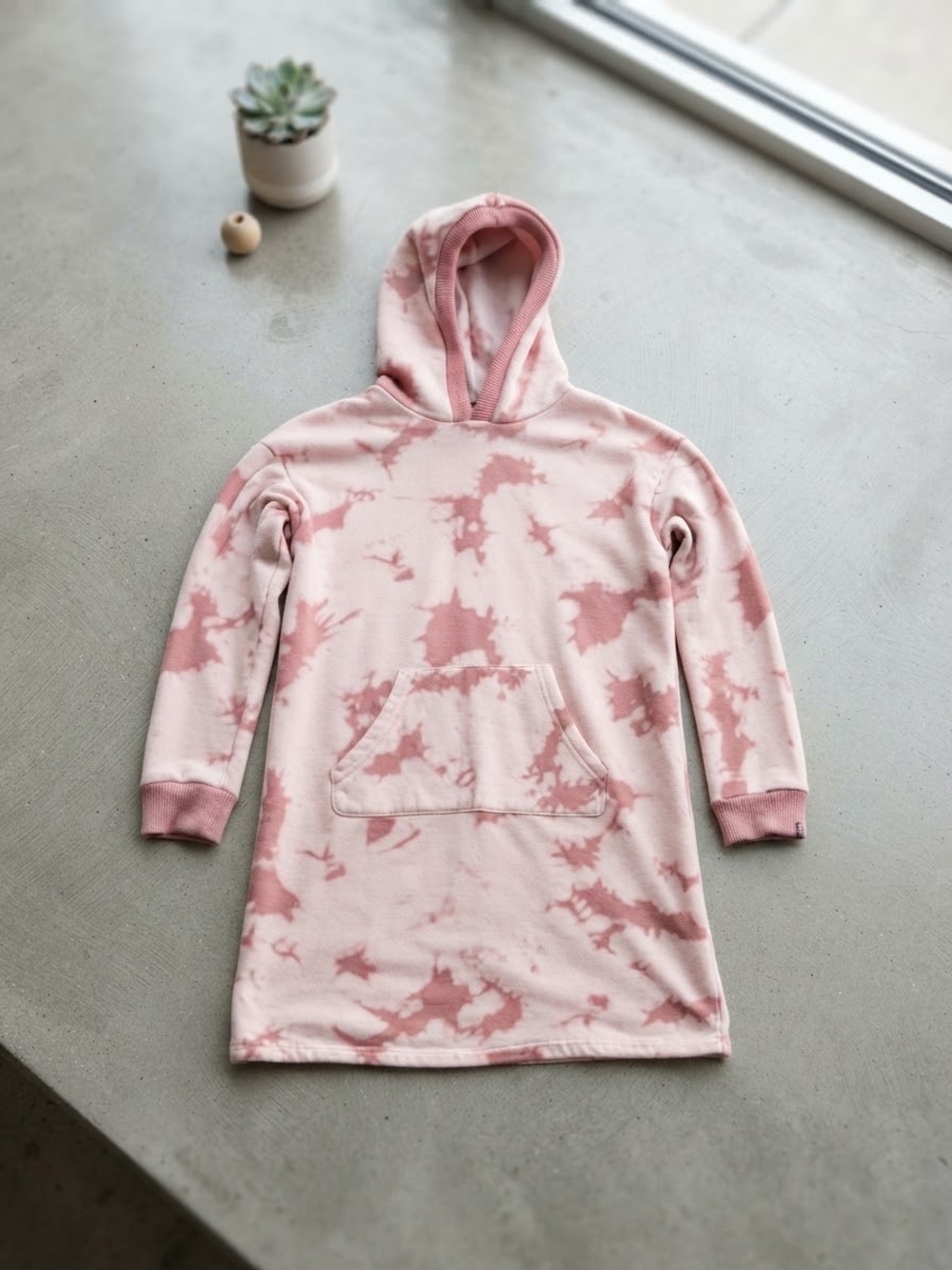wonder nation Pink Tie-Dye Hooded Sweatshirt Dress